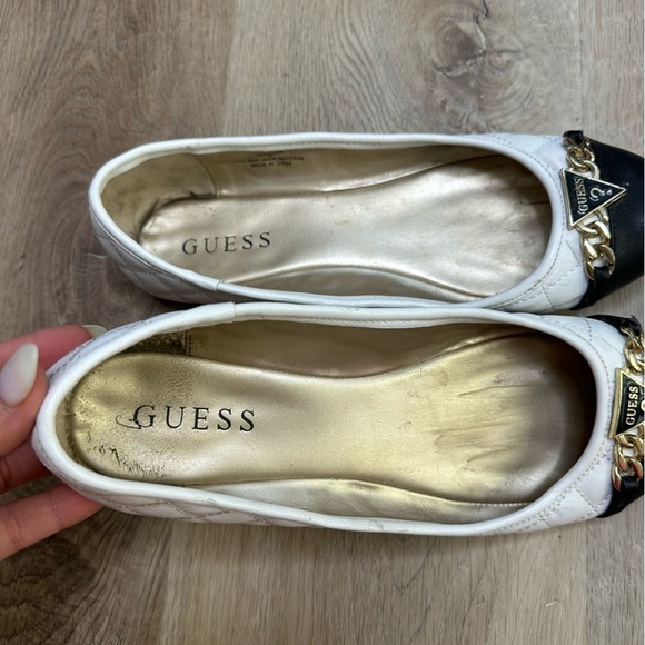 Guess GFGenna White Quilted Leather Baller Flats size 8 - Picture 3 of 6